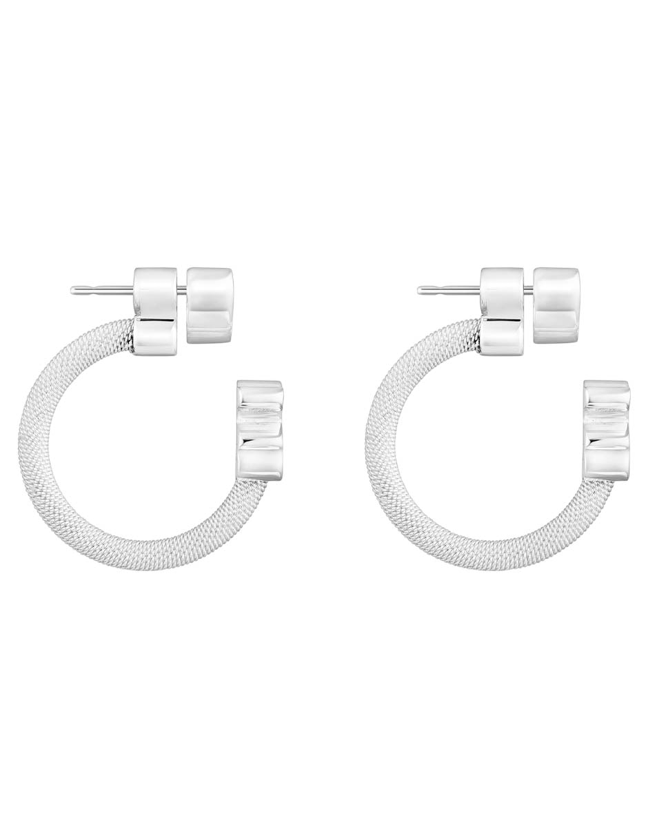 Aretes de aro de plata P 925 con acabado brillante 2