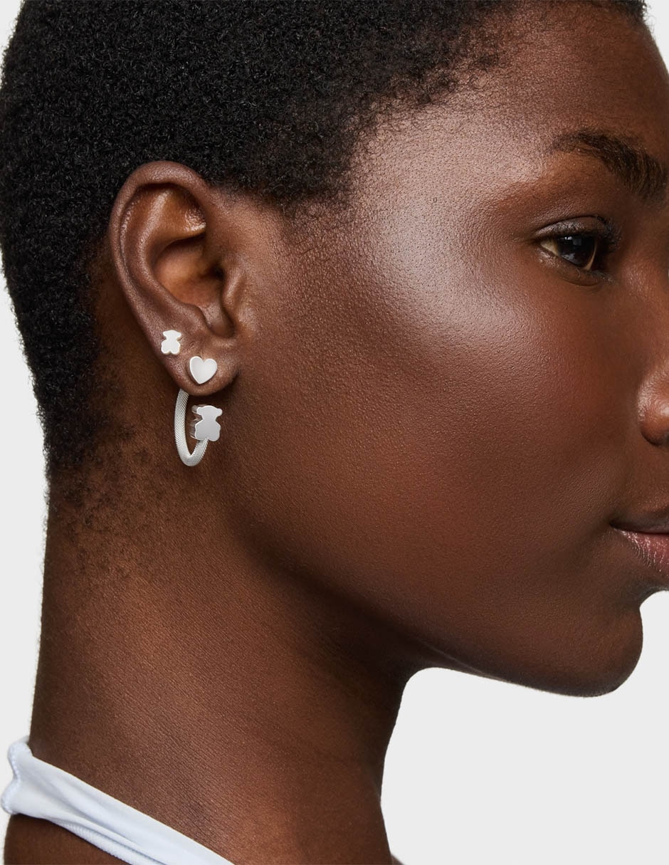 Aretes de aro de plata P 925 con acabado brillante 5