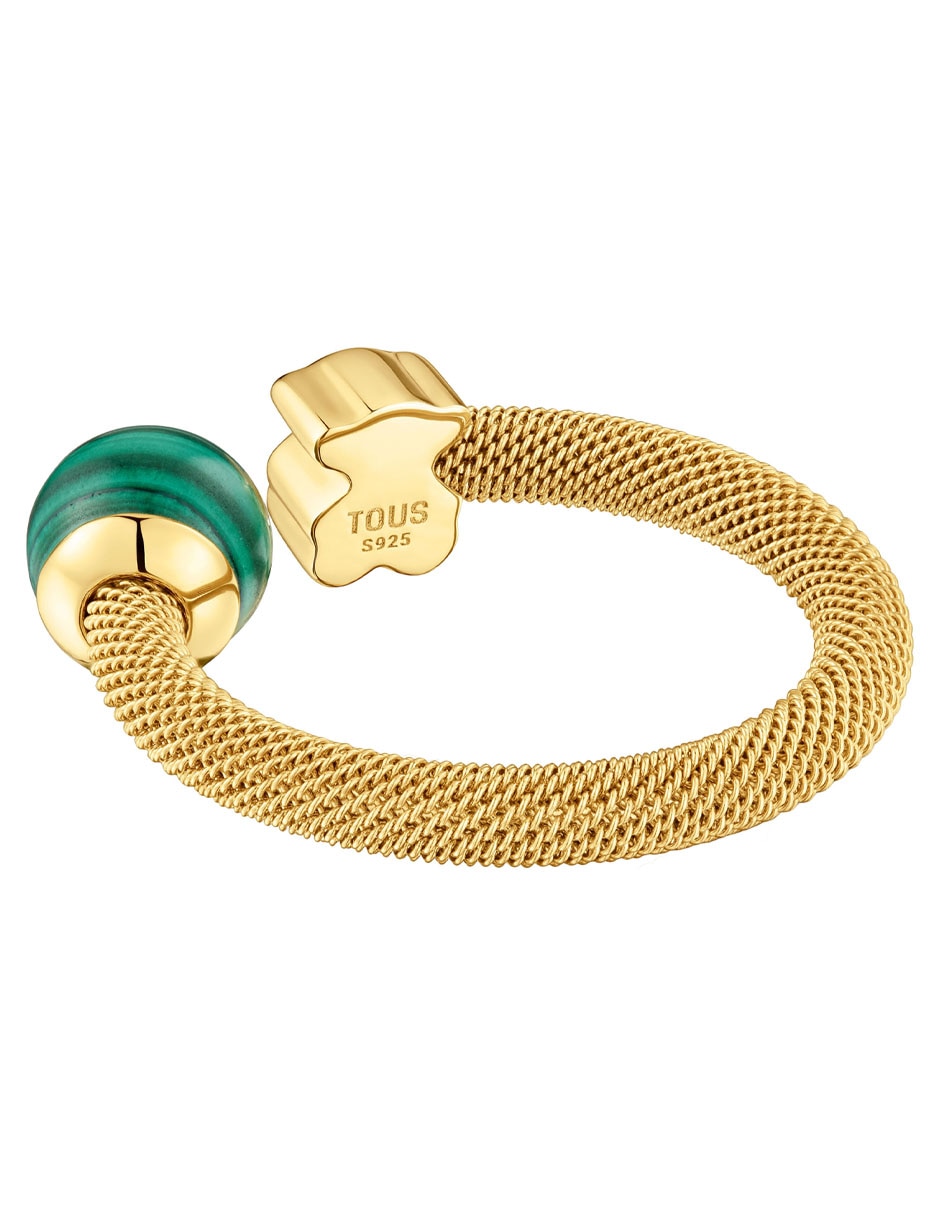Anillo con gema de oso Icon Mesh malaquita brillante 3