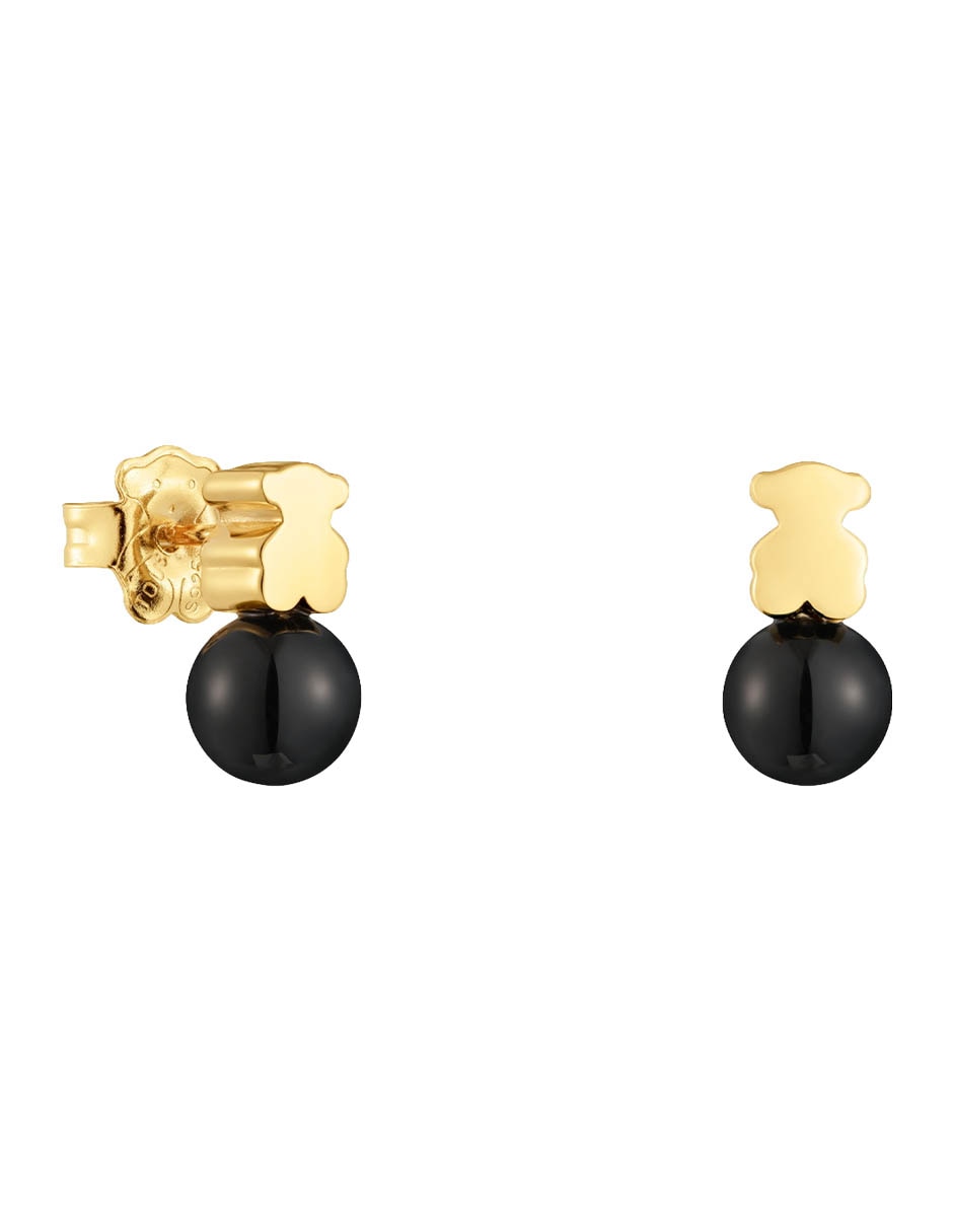 Aretes de oso de plata P 925 ónix