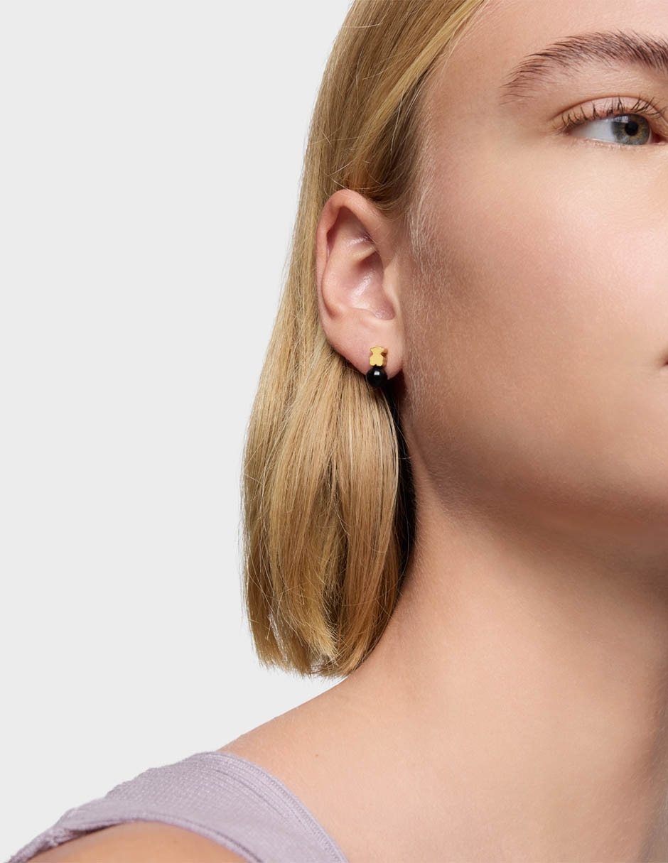 Aretes de oso de plata P 925 ónix 4