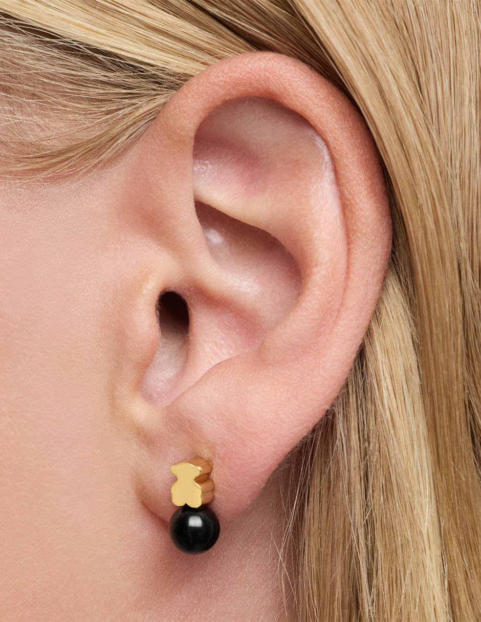 Aretes de oso de plata P 925 ónix 6