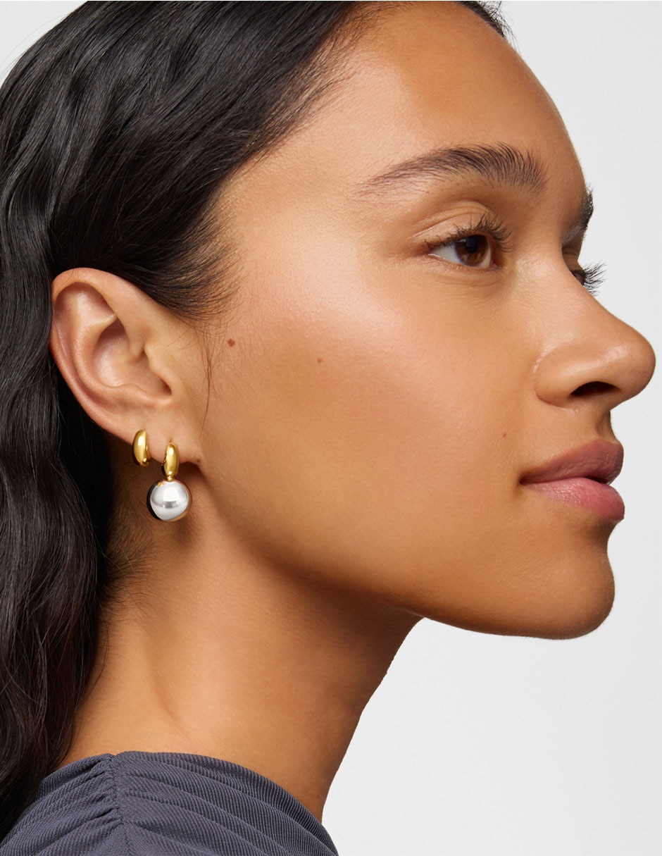 Aretes de aro de plata P 925 con acabado brillante 5