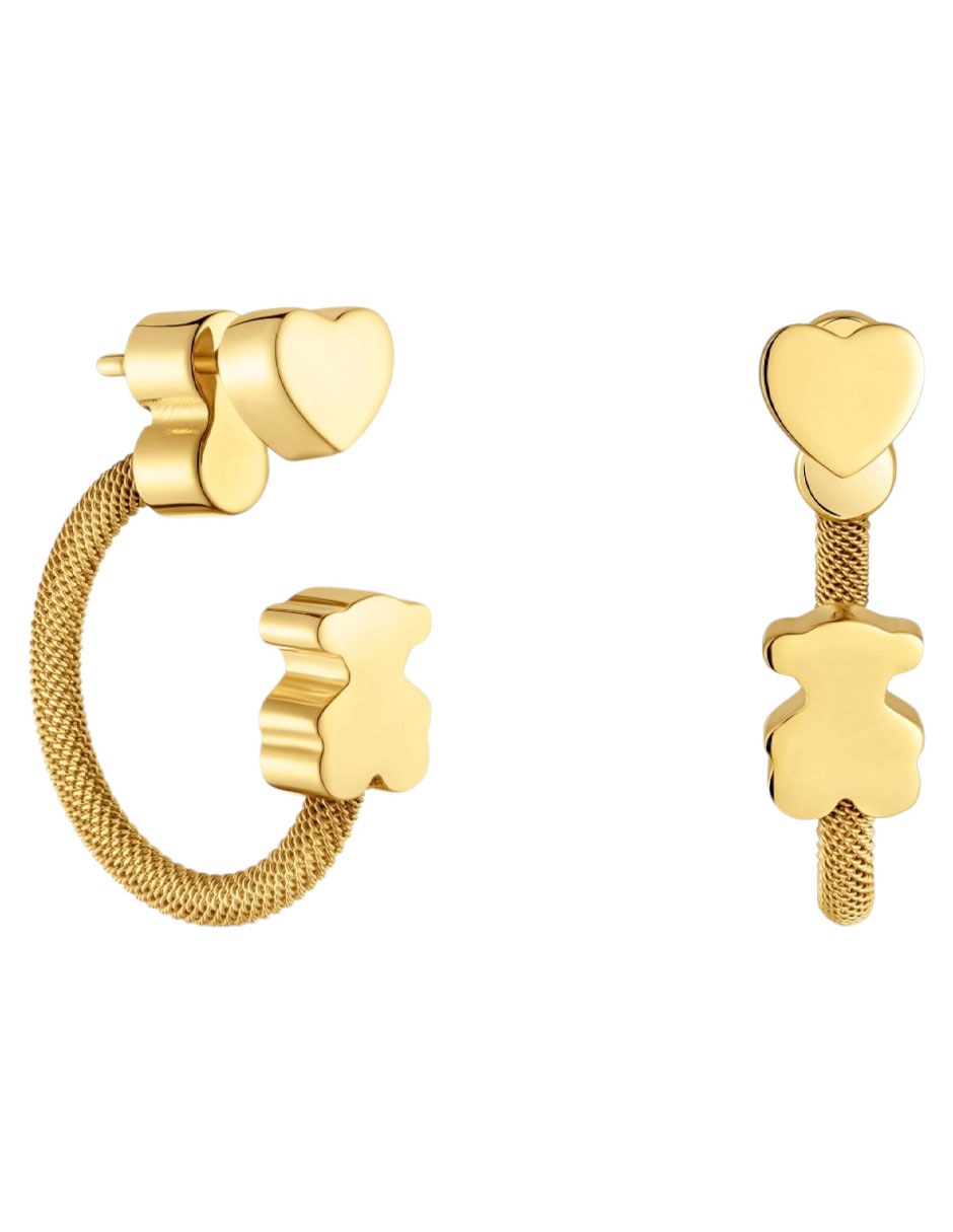 Aretes de aro oso de plata P 925 con acabado brillante