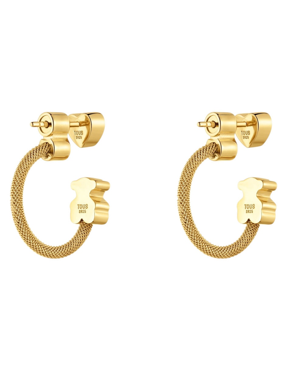 Aretes de aro oso de plata P 925 con acabado brillante 3