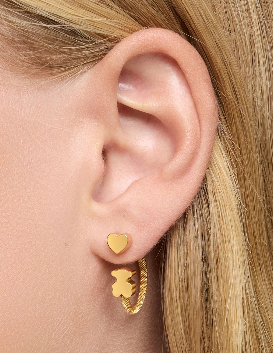 Aretes de aro oso de plata P 925 con acabado brillante 6