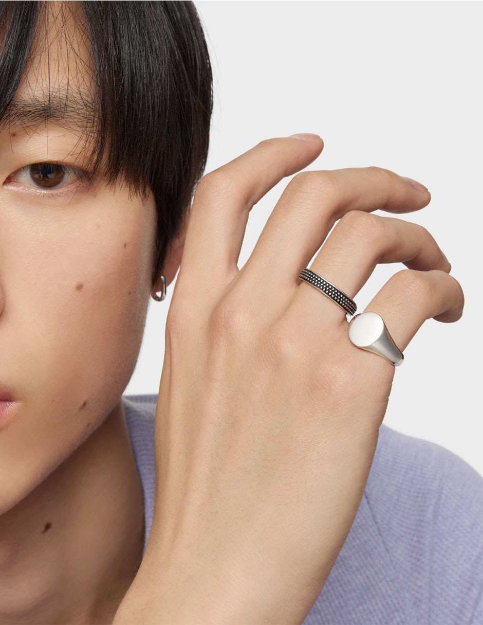 Anillo circular Man P 925 de plata brillante