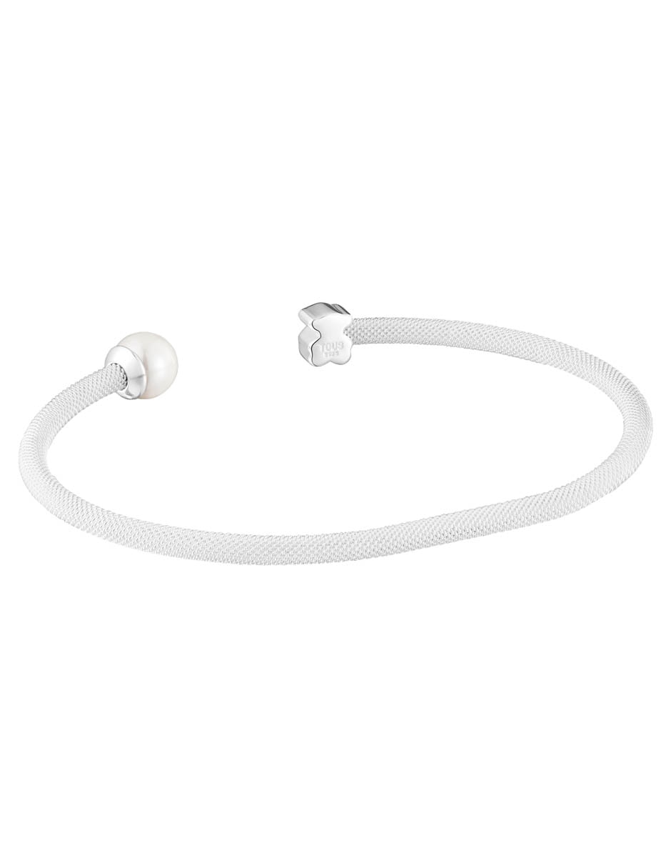 Pulsera de plata con perla de agua P 925 Icon Mesh acabado brillante 3