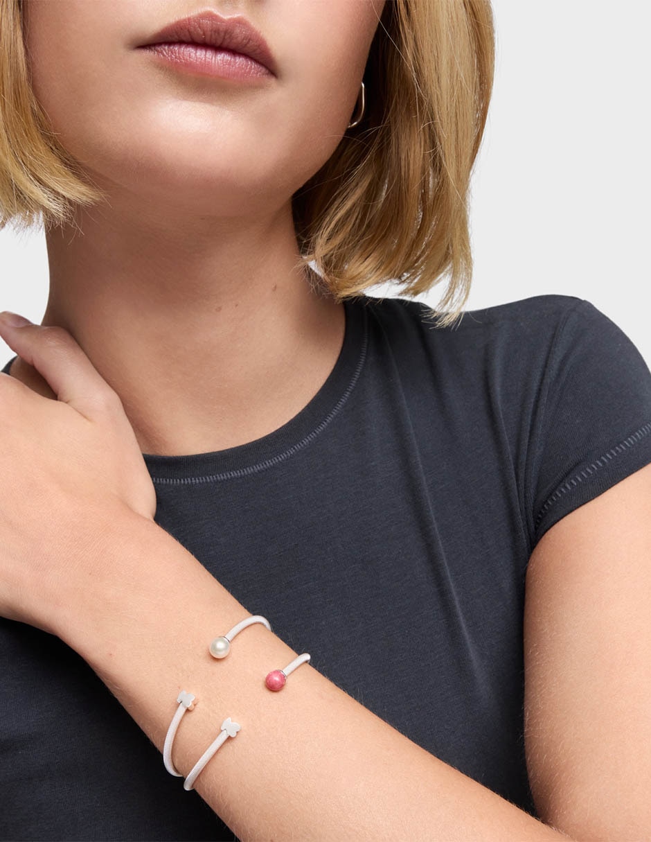 Pulsera de plata con perla de agua P 925 Icon Mesh acabado brillante 5