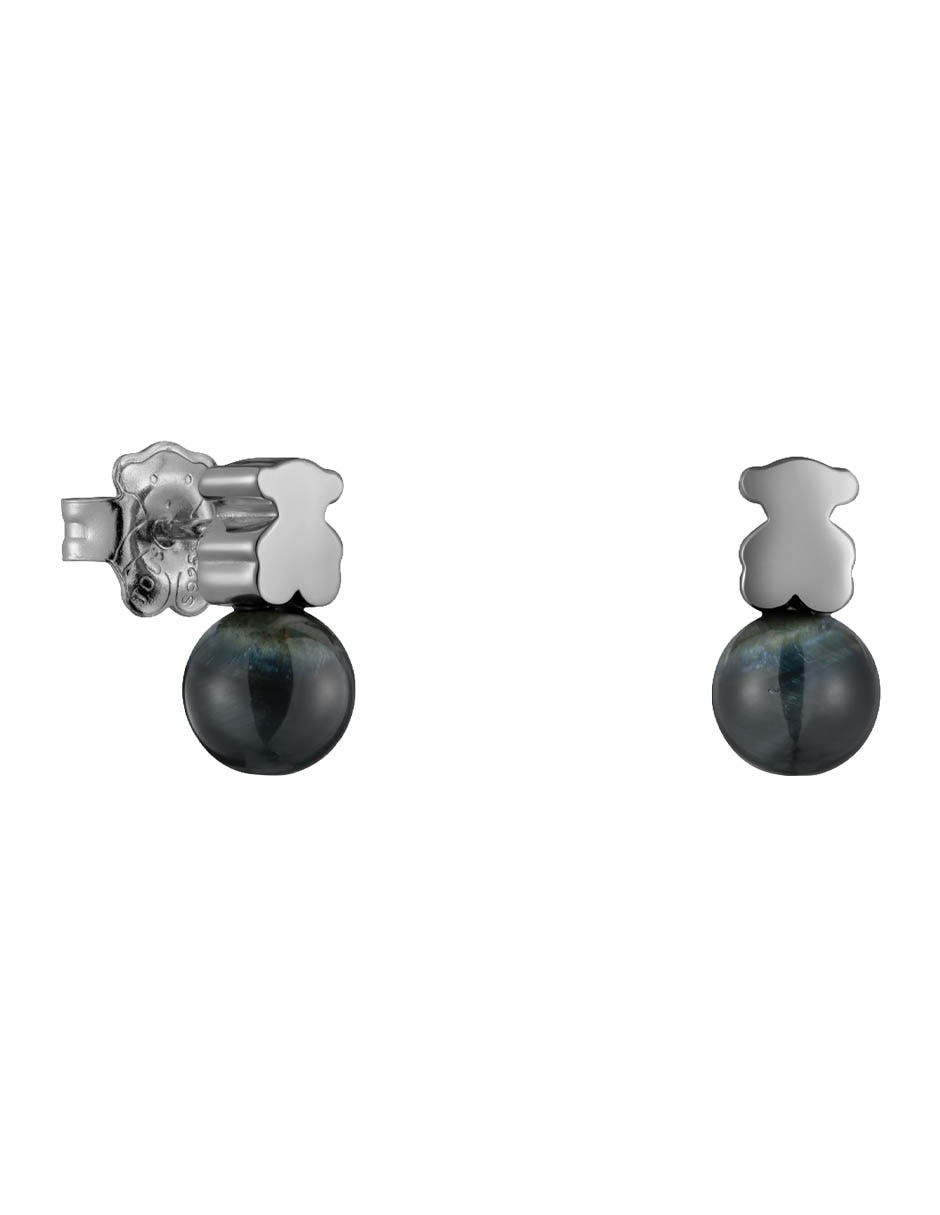 Aretes cortos de oso Tous Icon Mesh de plata P 925 con acabado brillante Ojo de Halcón