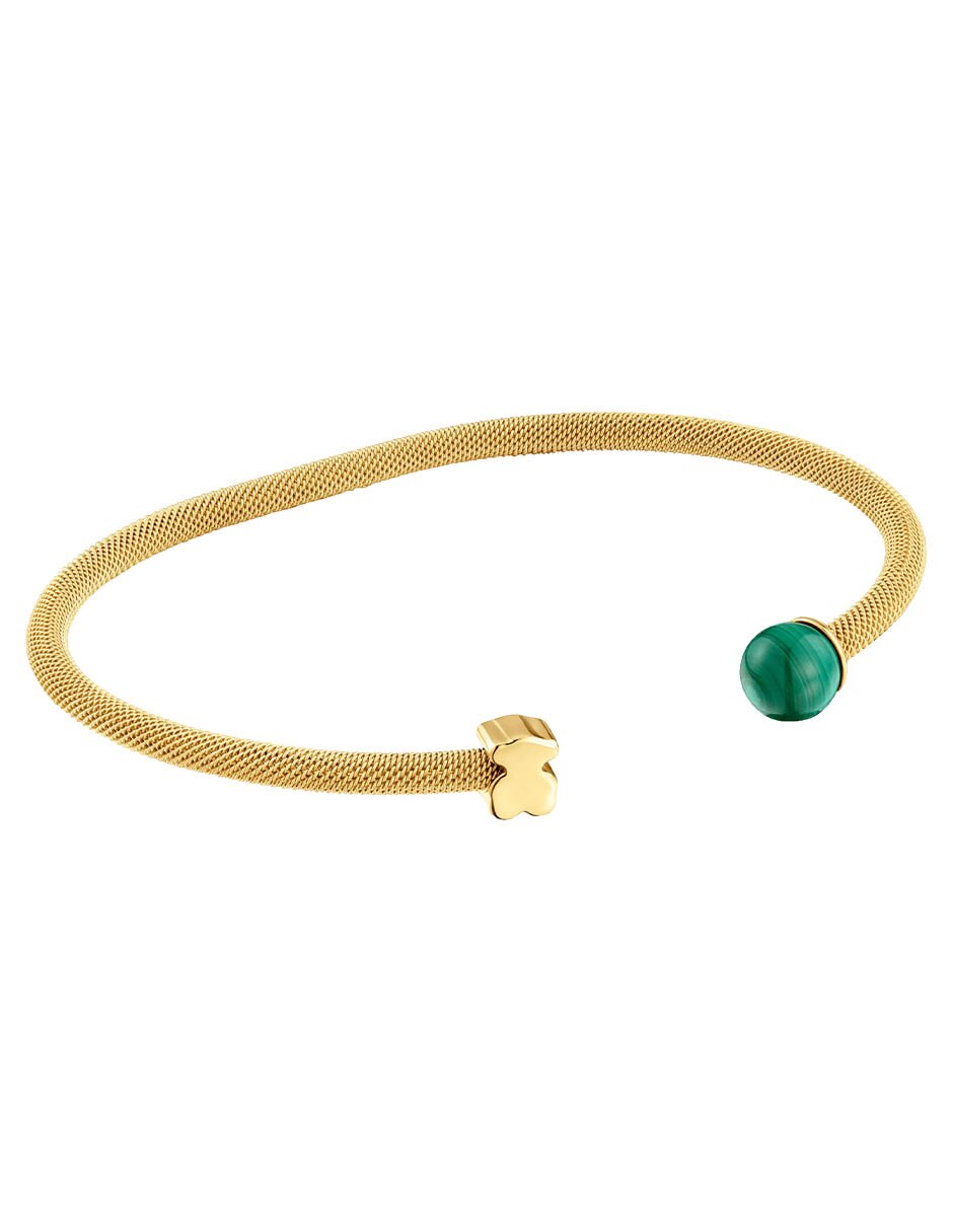 Pulsera con malaquita Icon Mesh acabado brillante Pulsera con malaquita Icon Mesh acabado brillante