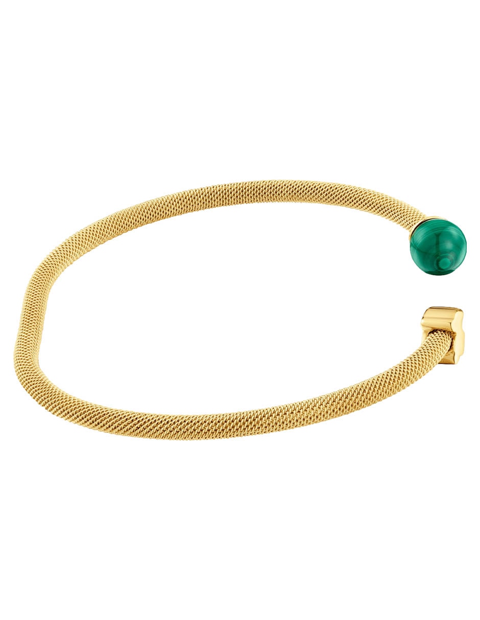 Pulsera con malaquita Icon Mesh acabado brillante 2