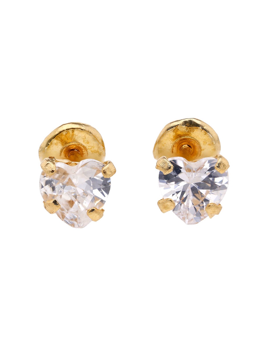 Broqueles de corazón de oro 14 K con acabado brillante Broqueles de corazón de oro 14 K con acabado brillante