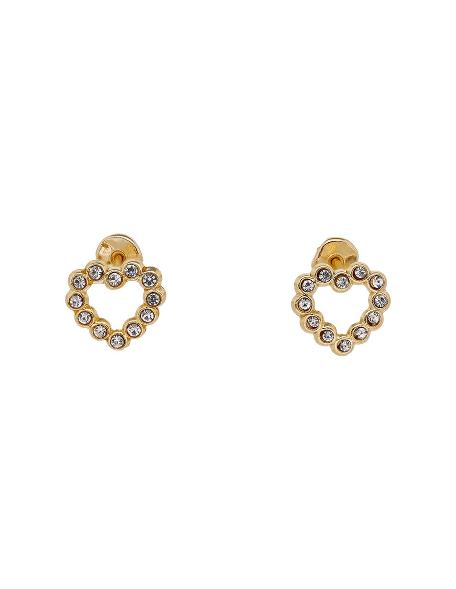 Broqueles de corazón de oro 14 K con acabado pavé