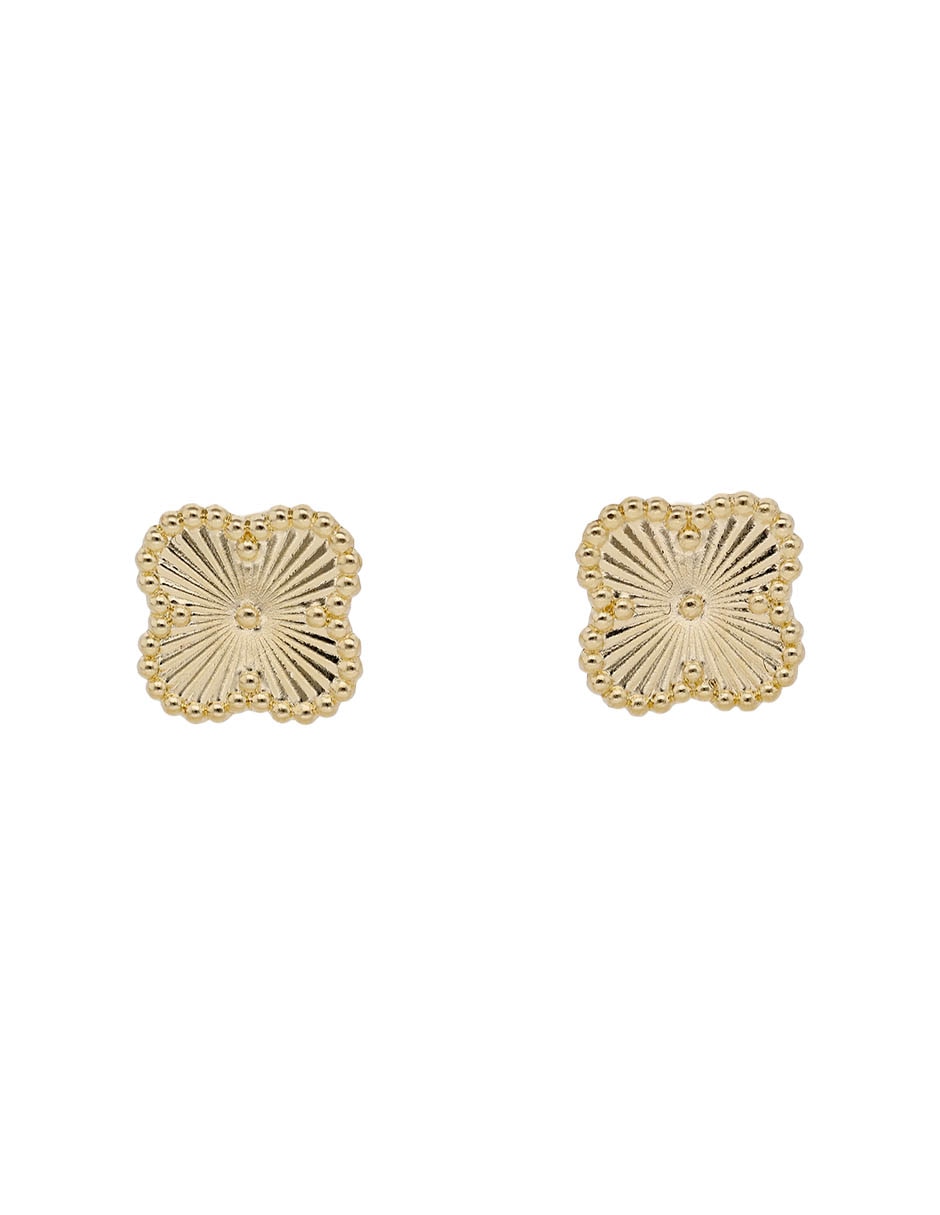 Broqueles de flor de oro 14 K con acabado brillante Broqueles de flor de oro 14 K con acabado brillante