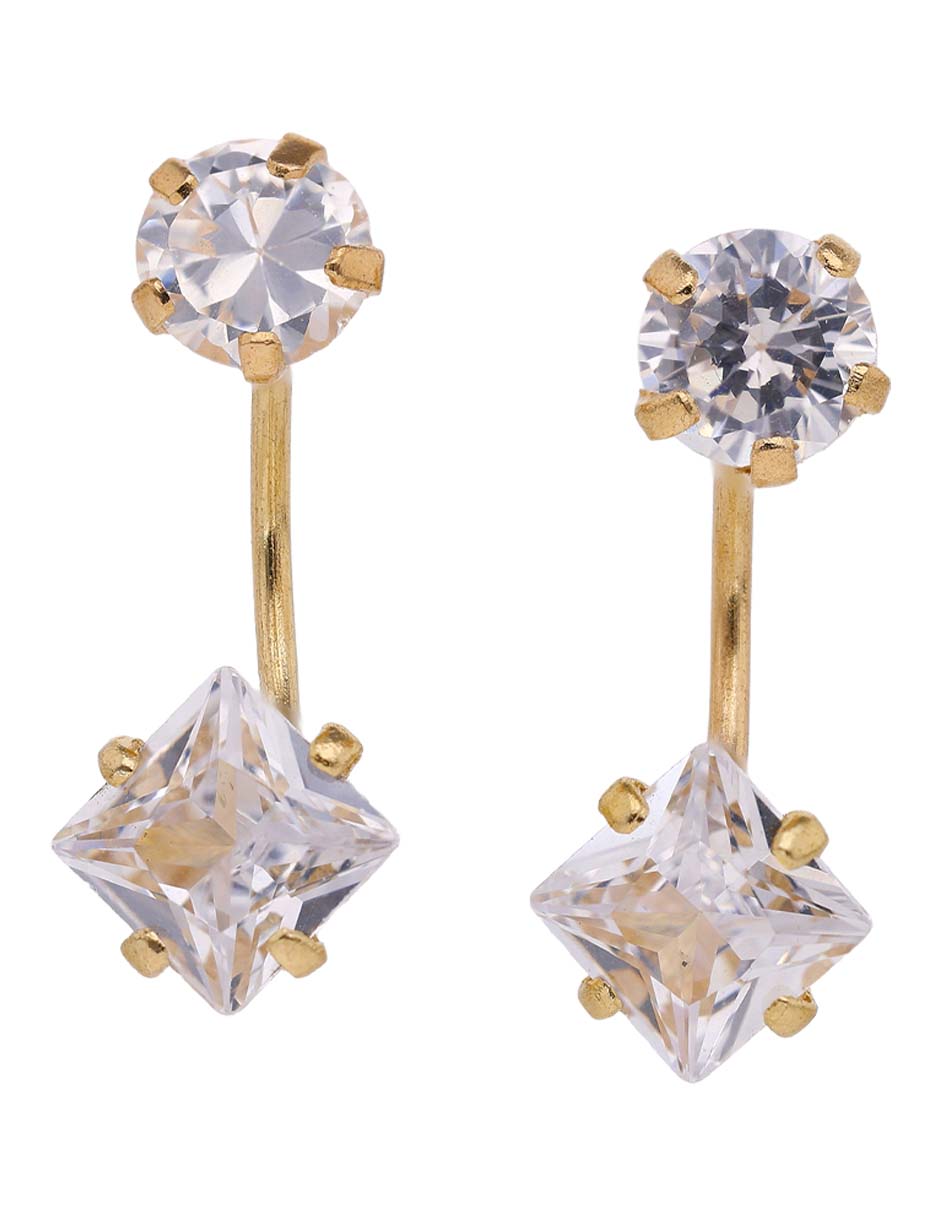 Broqueles Casal de oro 14 k con acabado liso zirconia
