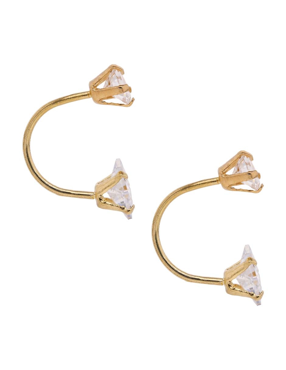 Broqueles Casal de oro 14 k con acabado liso zirconia