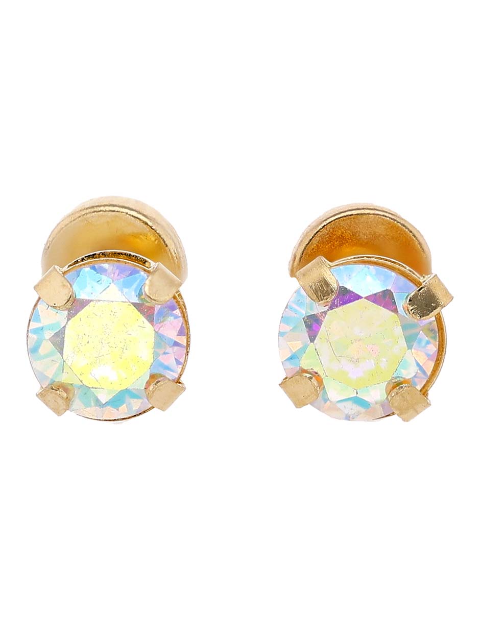 Broqueles de canasta Casal de oro 14 K con acabado brillante zirconia