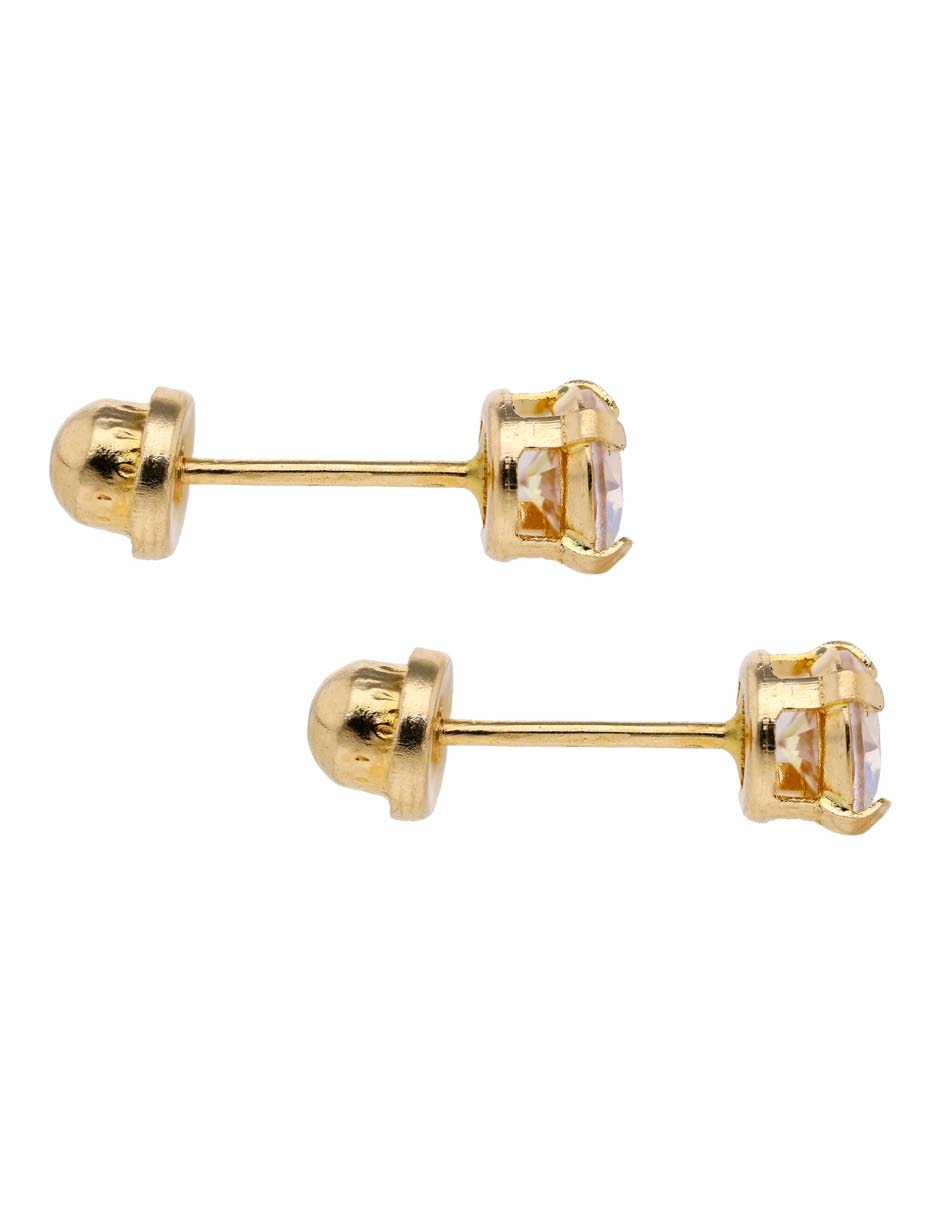 Broqueles de canasta Casal de oro 14 K con acabado brillante zirconia