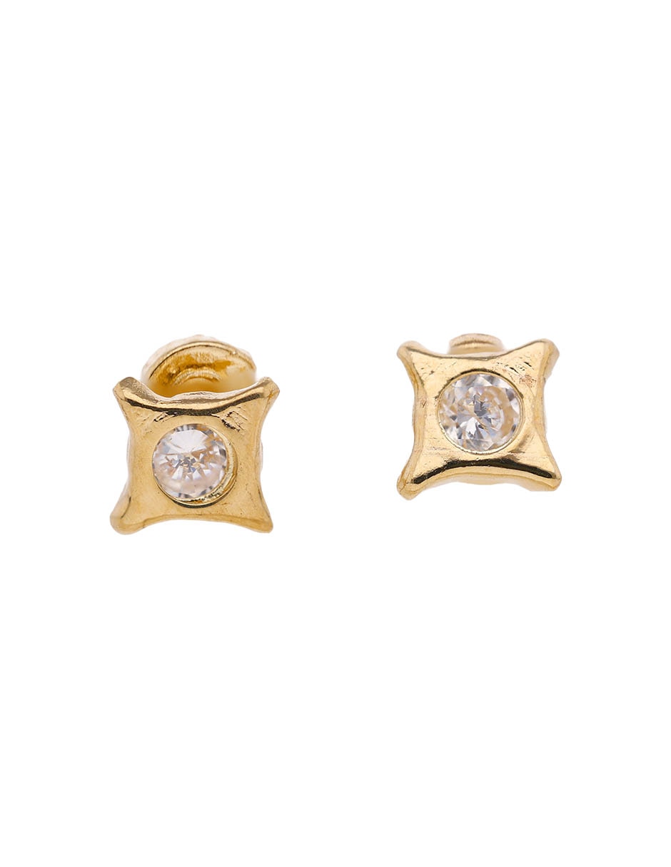 Broqueles de estrella de oro 14 K con acabado pavé circonia 1