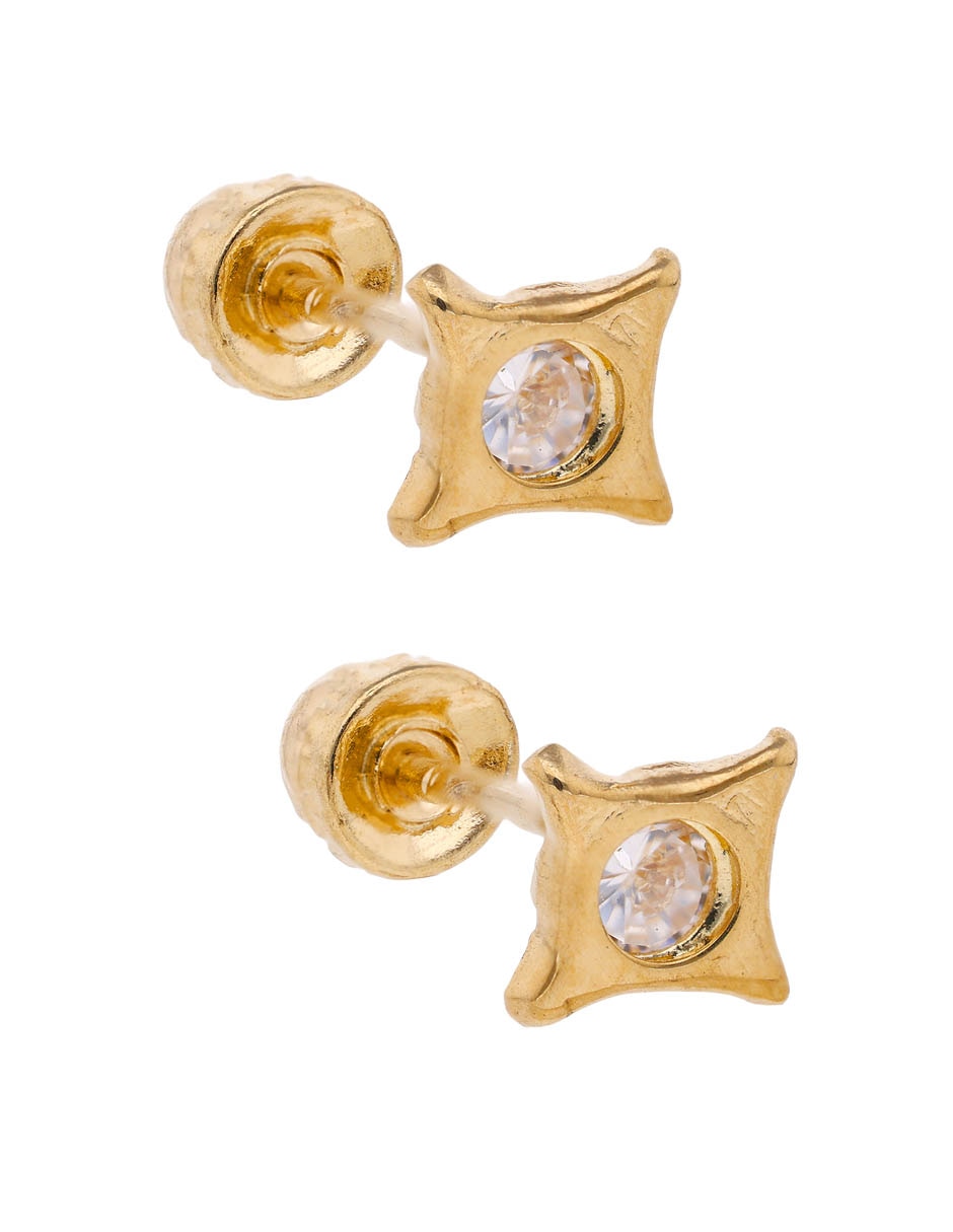 Broqueles de estrella de oro 14 K con acabado pavé circonia 2