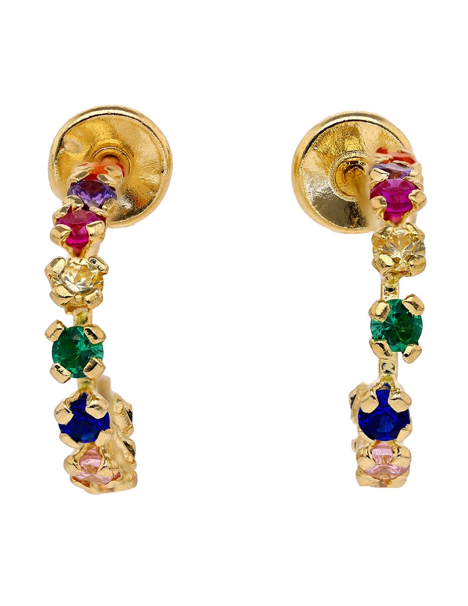 Broqueles Casal de oro 14 K con acabado pavé zirconia