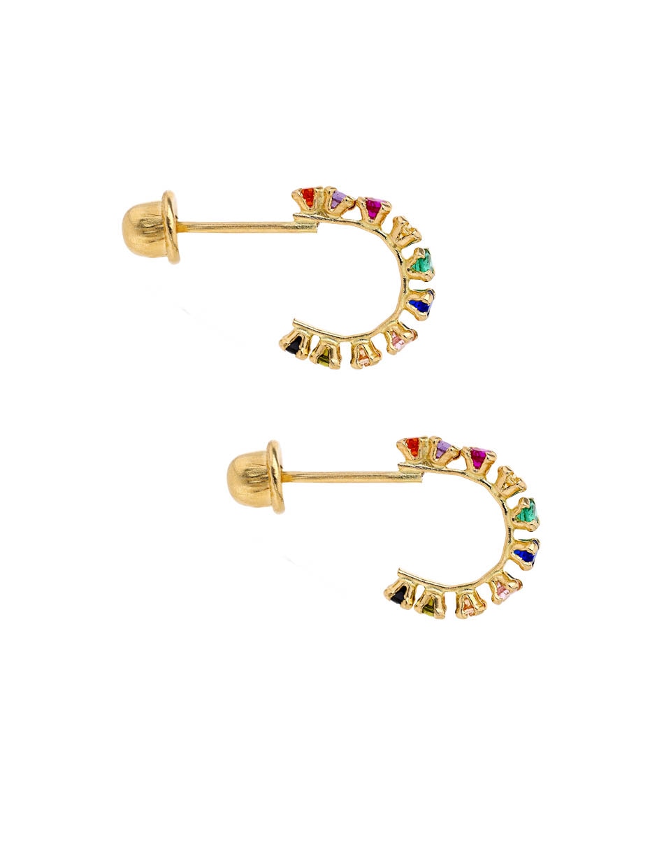 Broqueles Casal de oro 14 K con acabado pavé zirconia