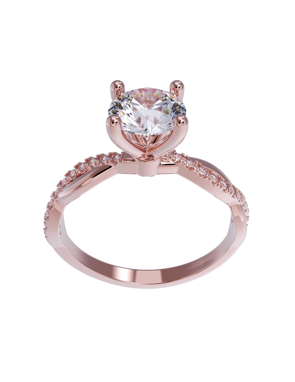 Anillo de compromiso de Oro 14 K zirconia 5