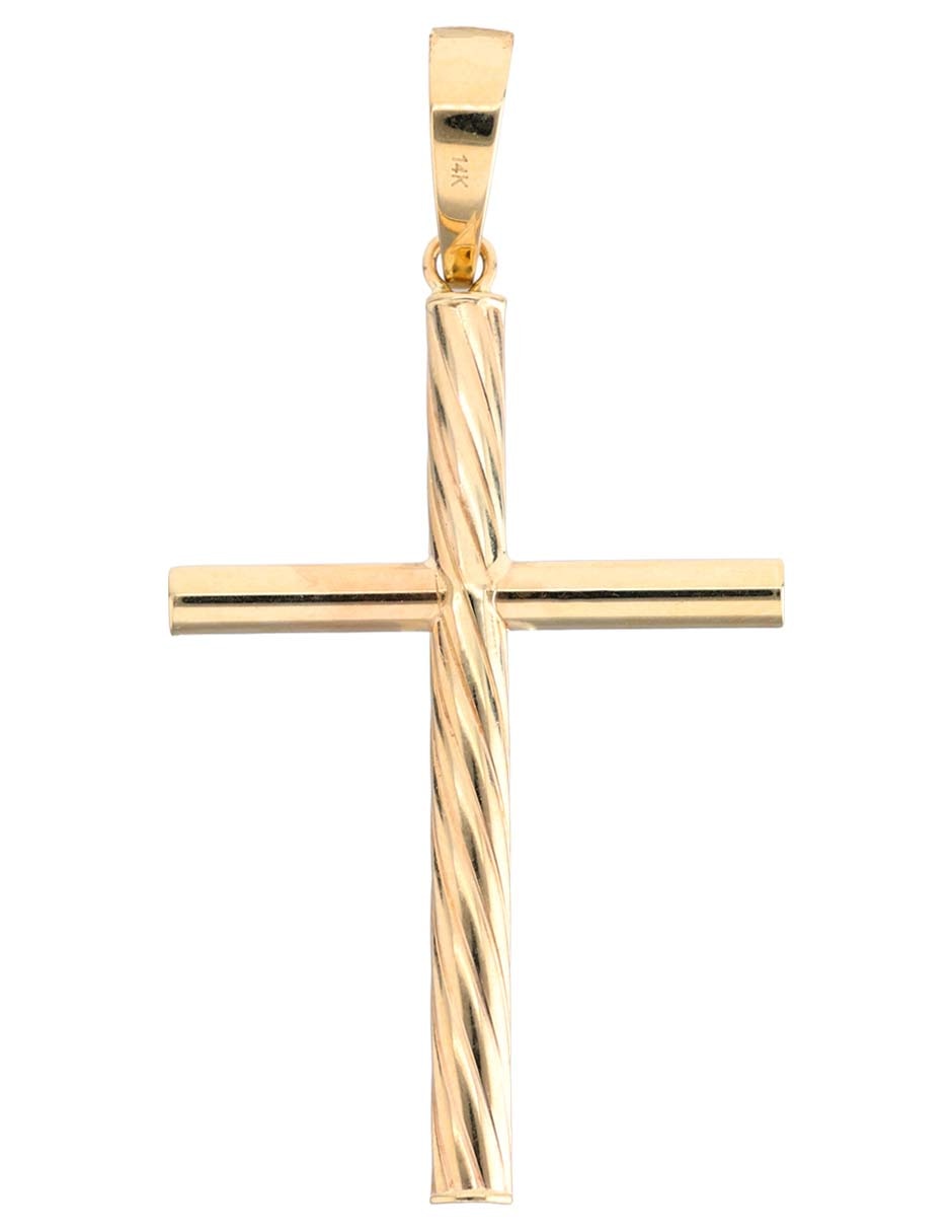 Dije de cruz F Act de oro amarillo 14 K