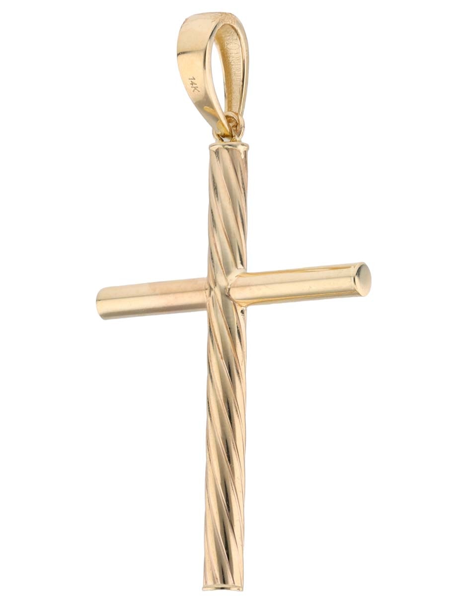 Dije de cruz F Act de oro amarillo 14 K