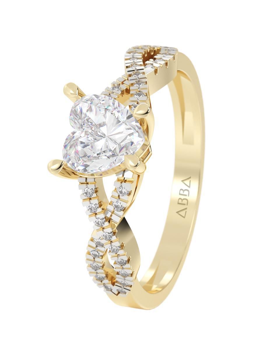 Anillo de compromiso de oro 10 k Eternidad zirconia 6