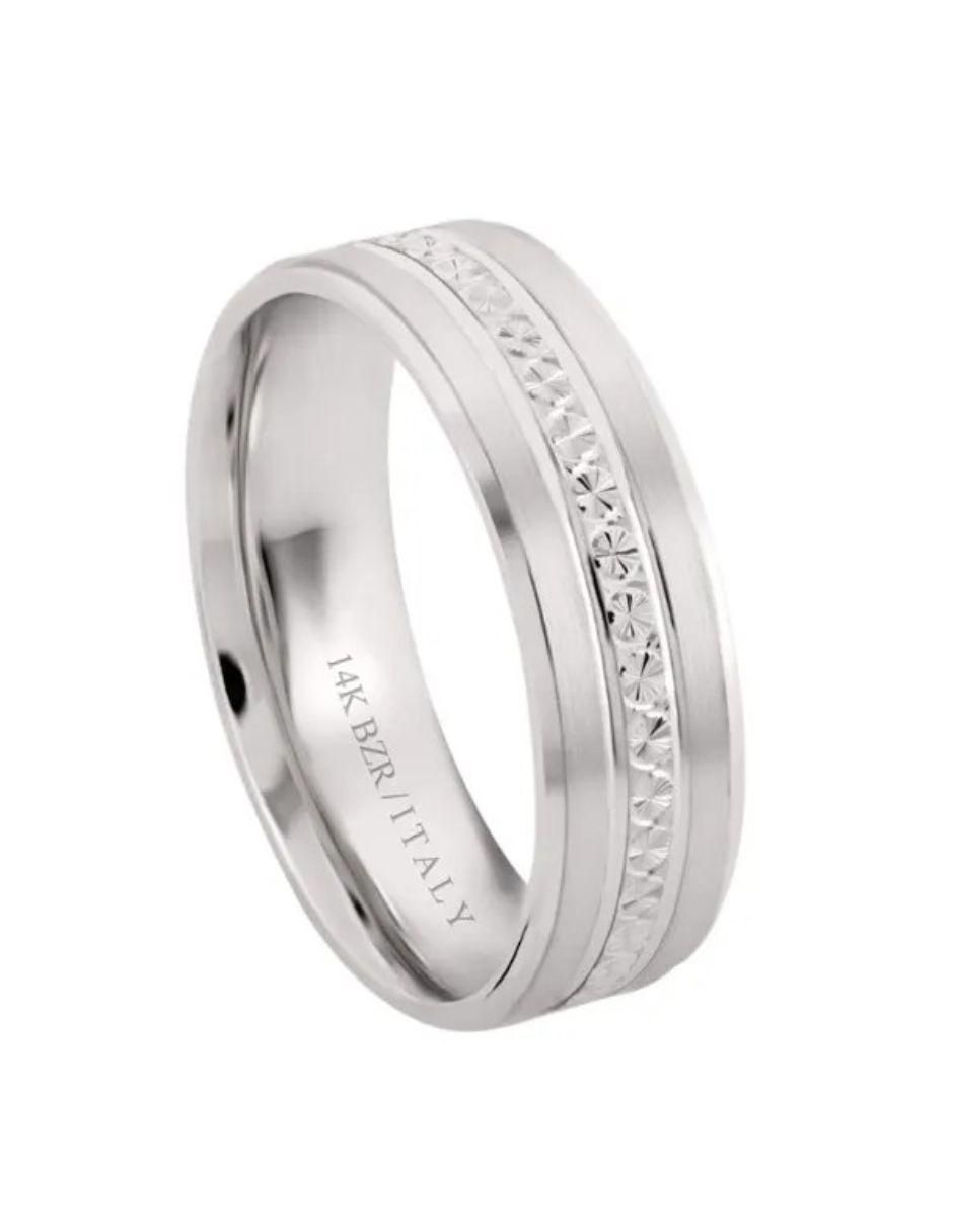 Argolla de oro blanco 14 k 3