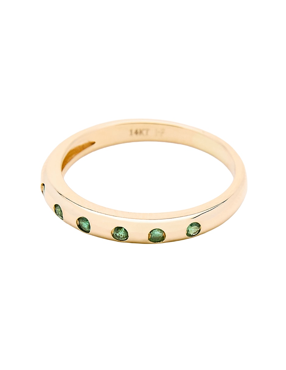 Anillo circular 14 k de oro amarillo esmeralda pulido 4