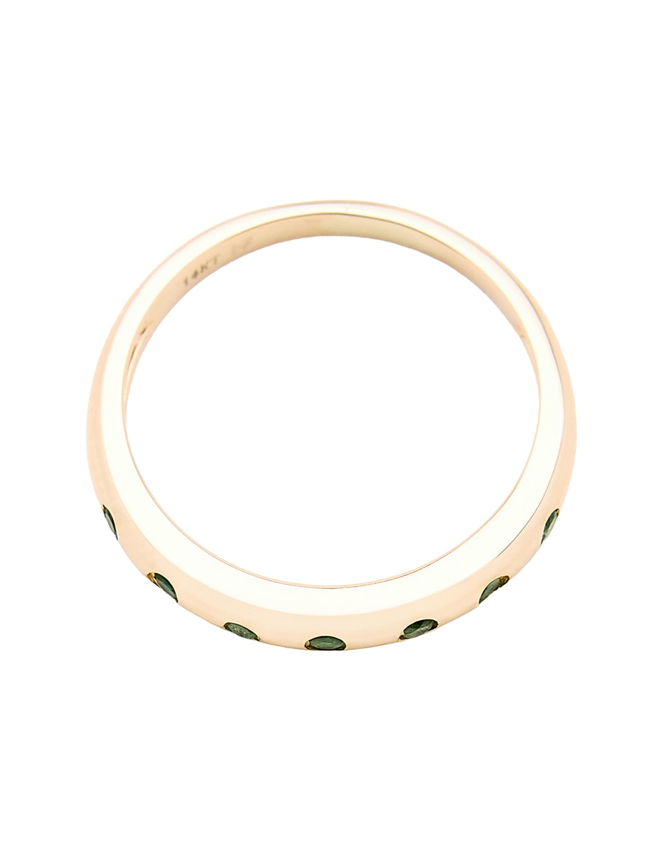 Anillo circular 14 k de oro amarillo esmeralda pulido 3
