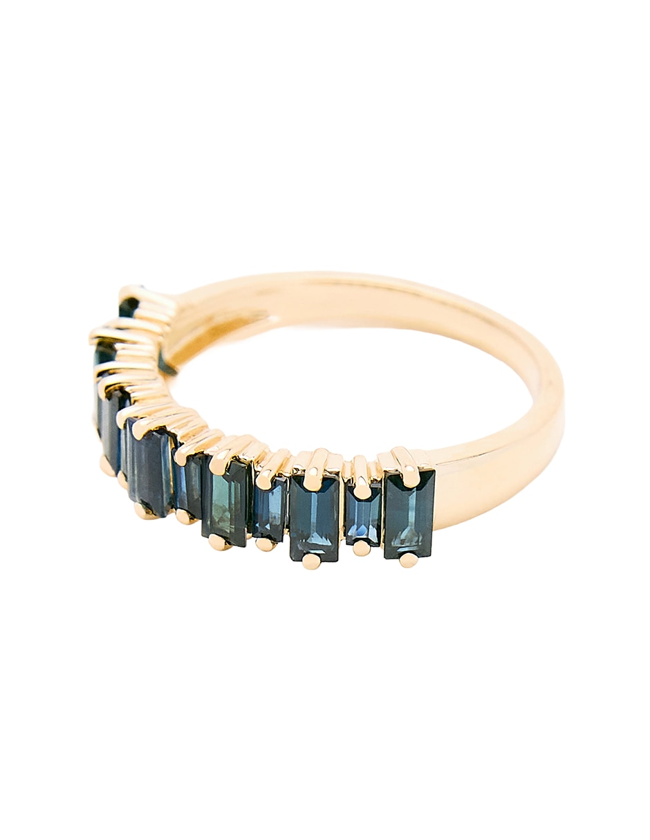 Anillo circular 14 k de oro amarillo zafiro pulido 4