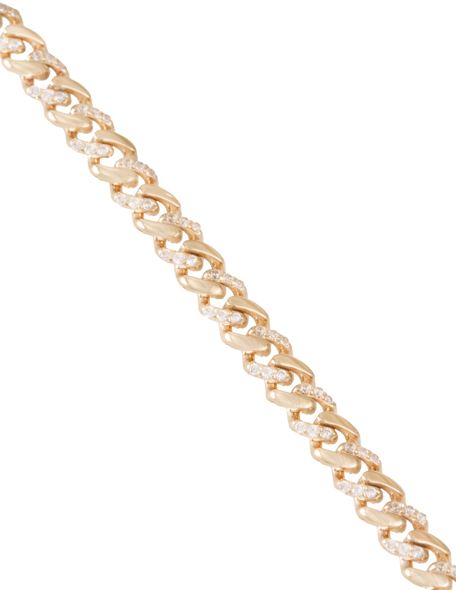 Pulsera de oro con zirconia 14 k con acabado pulido