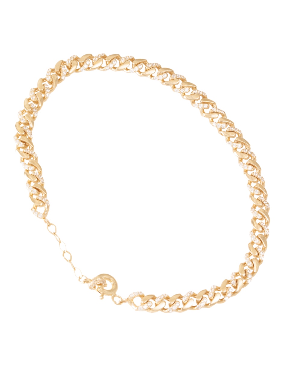 Pulsera de oro con zirconia 14 k con acabado pulido 1