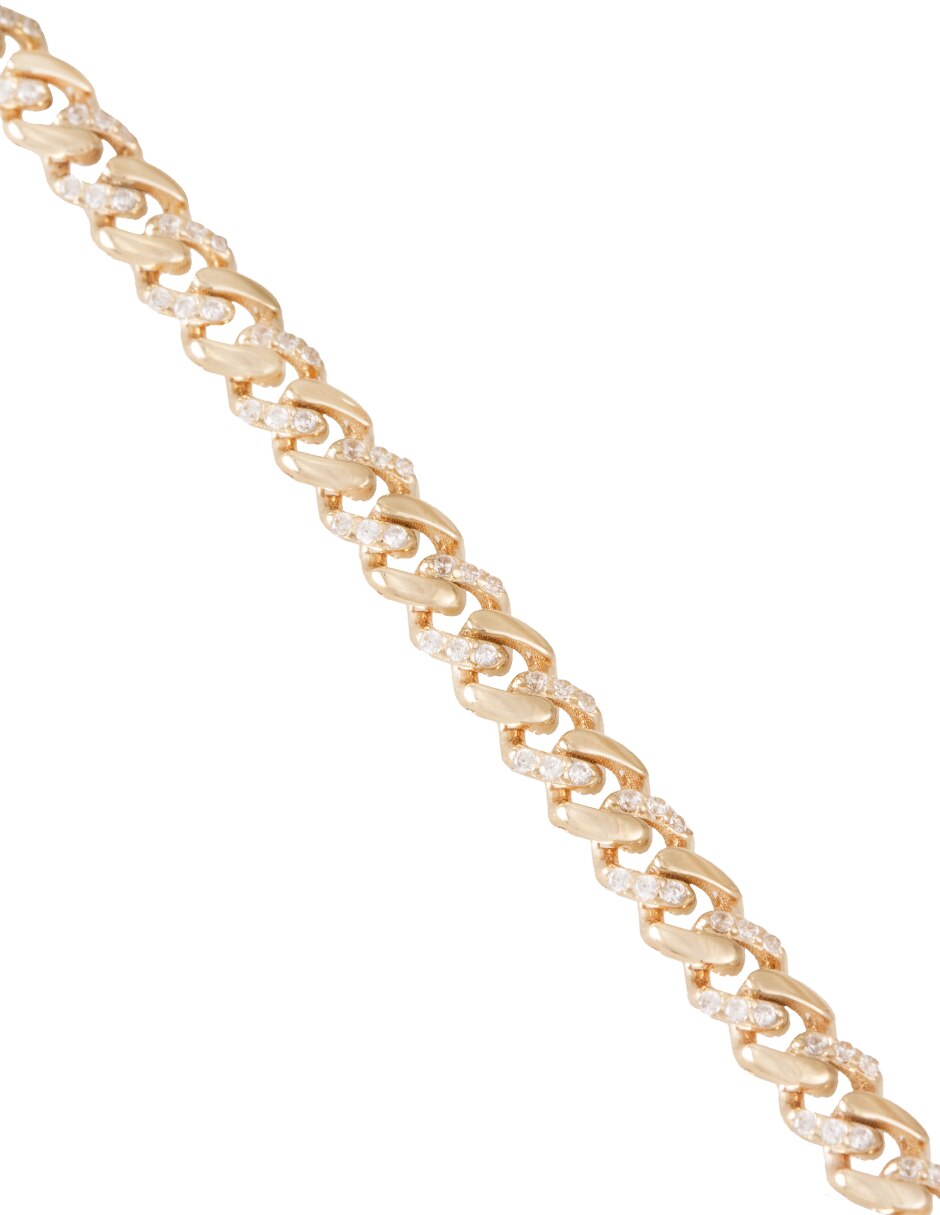 Pulsera de oro con zirconia 14 K acabado pulido 2