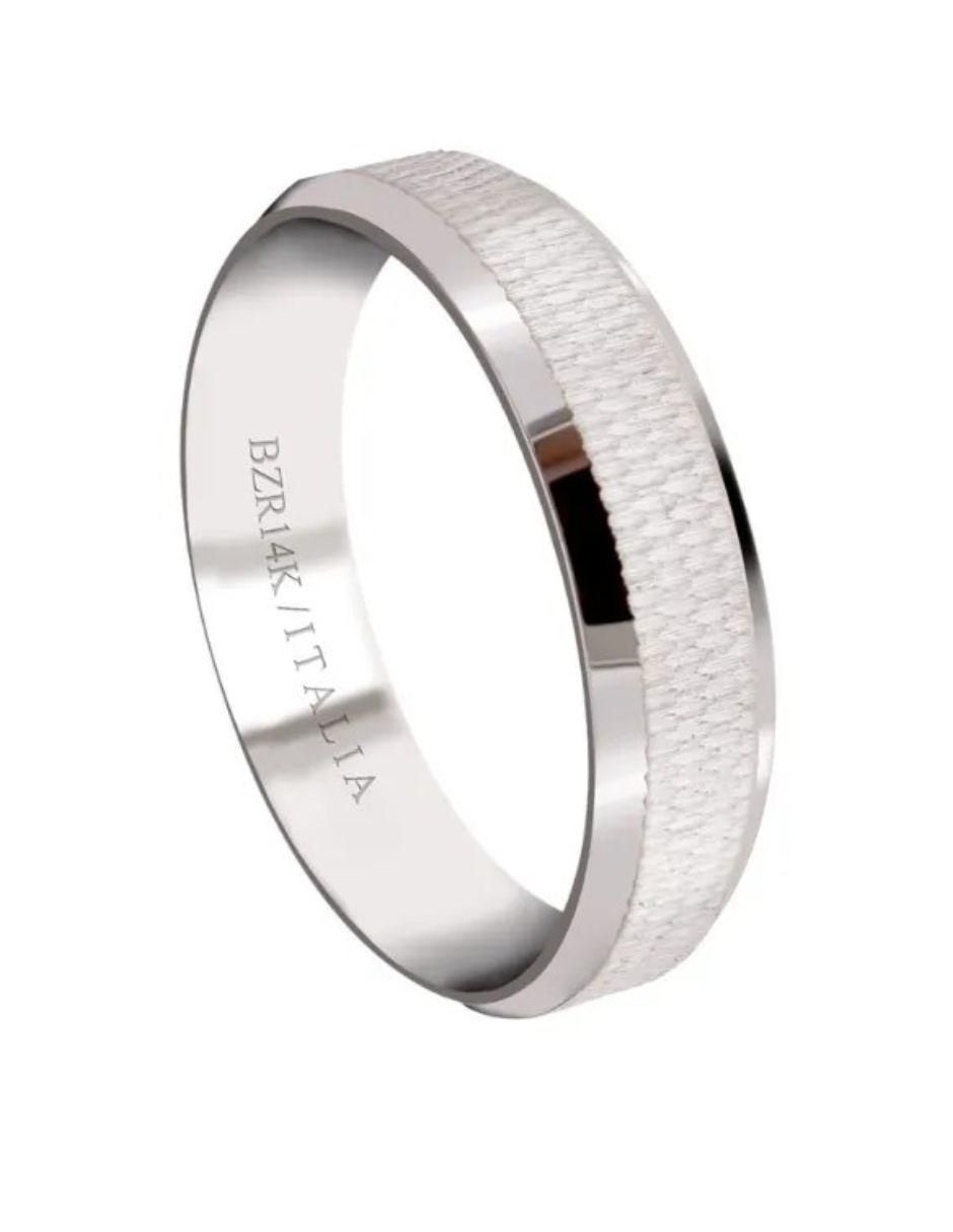 Argolla de oro blanco 14 k 3