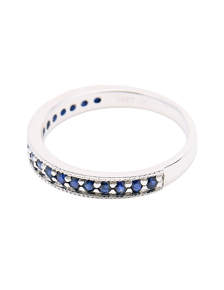 Anillo circular Churumbela 14 k de oro blanco zafiro pulido 4