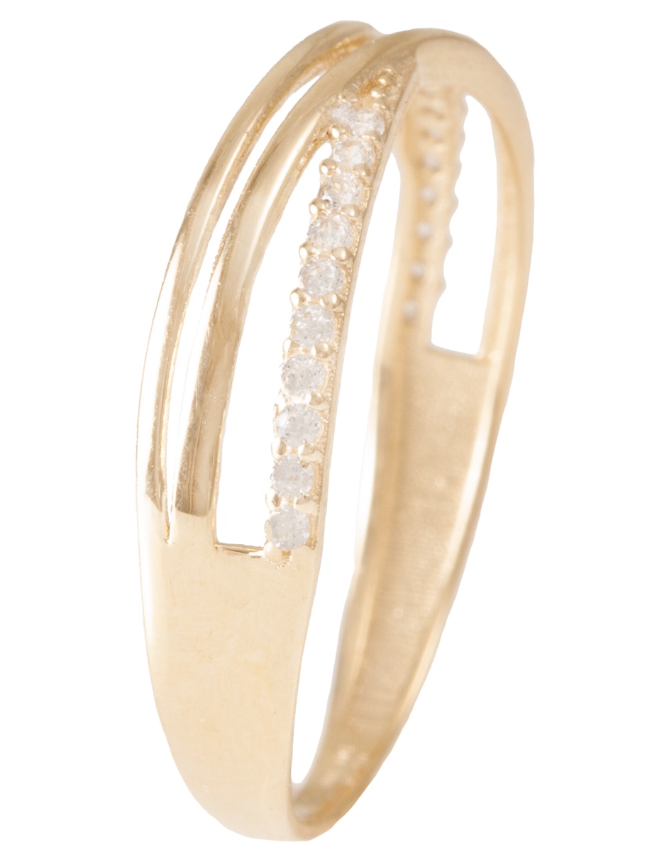 Anillo 14 k de oro zirconia pulido