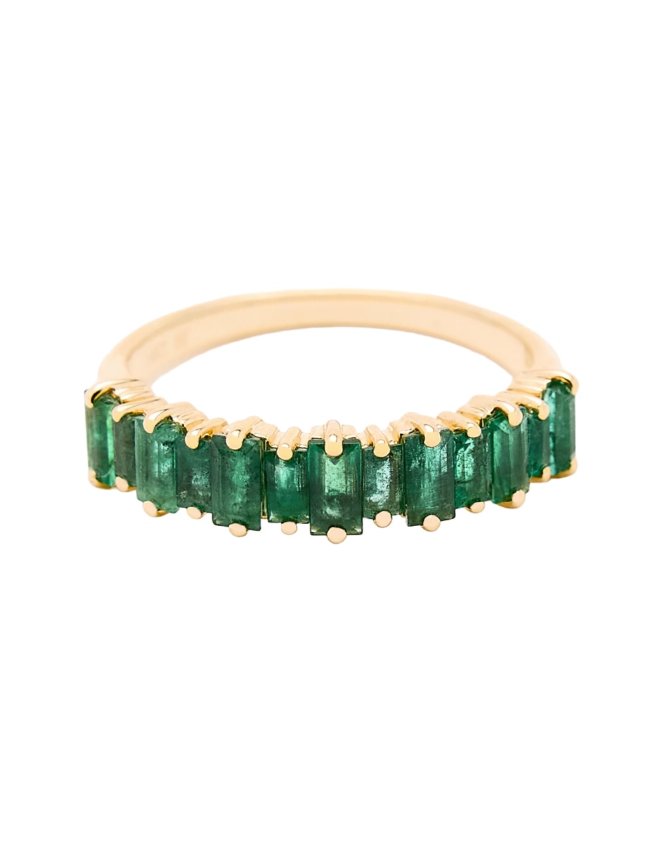 Anillo circular 14 k de oro amarillo esmeralda pulido Anillo circular 14 k de oro amarillo esmeralda pulido