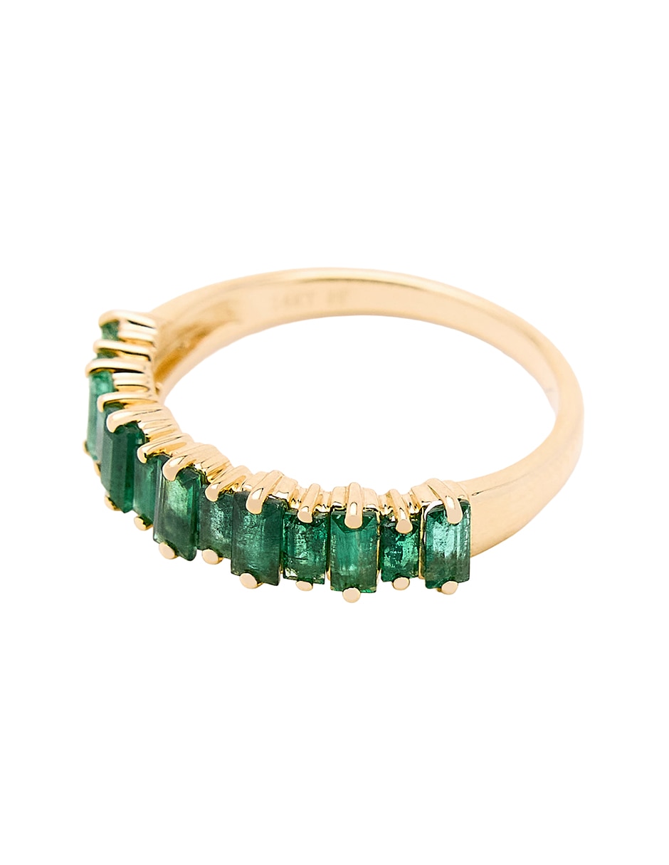 Anillo circular 14 k de oro amarillo esmeralda pulido 4