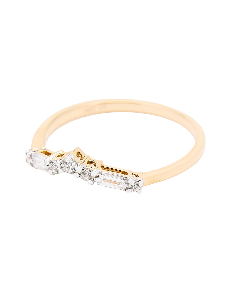 Anillo con gema circular Ingrata Fortuna 14 k de oro amarillo diamante pulido