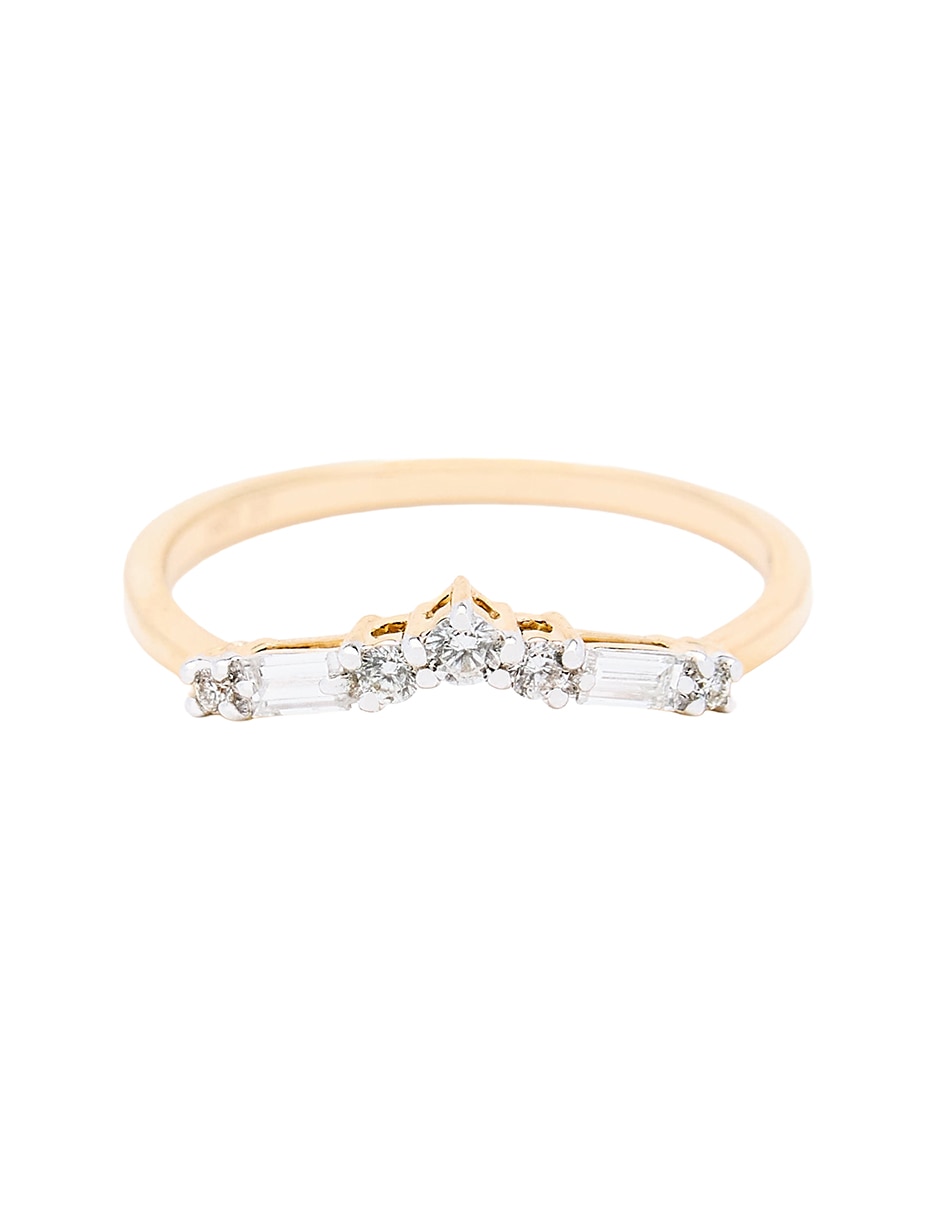 Anillo con gema circular Ingrata Fortuna 14 k de oro amarillo diamante pulido