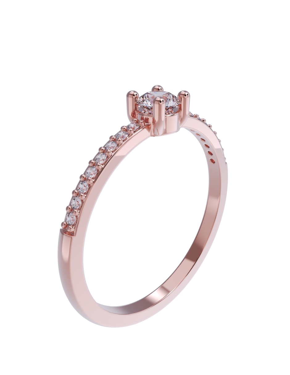Anillo de compromiso de oro 14 K zirconia 4