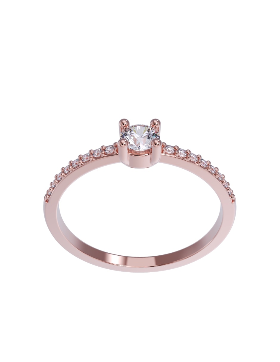 Anillo de compromiso de oro 14 K zirconia 5