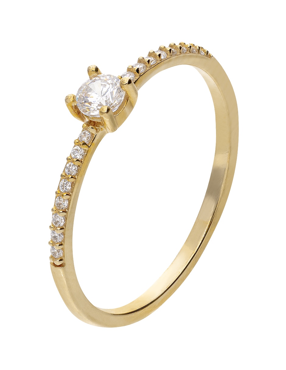 Anillo de compromiso de oro 14 K fonelli zirconia
