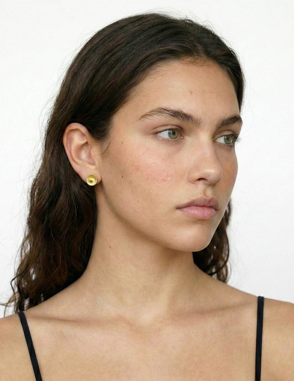 Broqueles de oro 14 k con acabado lustre