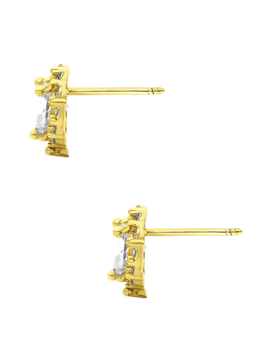 Broqueles de corazón Sabelli de oro amarillo 14 K con acabado pavé zirconia